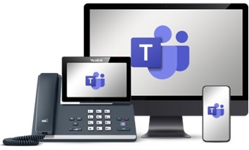 Photo of Microsoft Teams Logo on monitor and phones